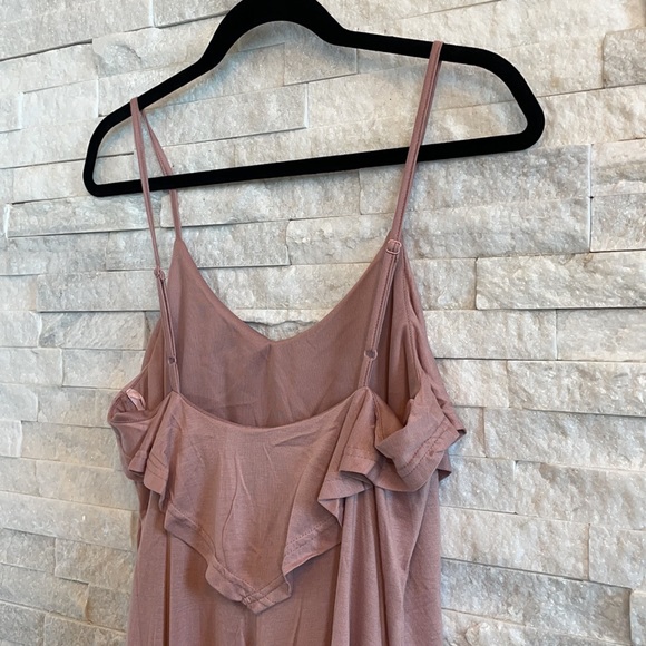 Dusty Rose Layered Ruffle Cami Dress with Spaghetti Straps - Picture 9 of 11